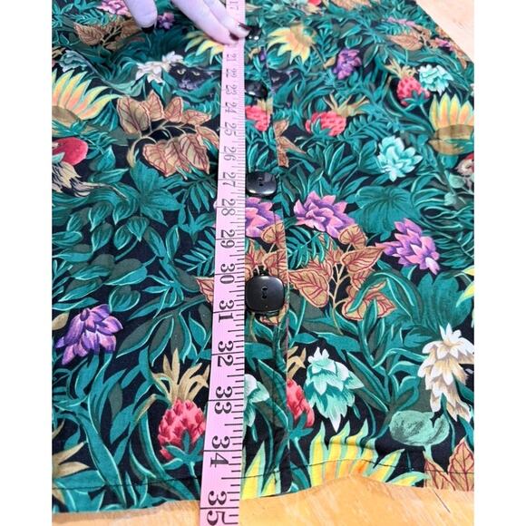 TRUE Vintage Handmade Button Front Sheath Dress Sz XS Jungle Jaguar Floral Birds - Picture 6 of 6